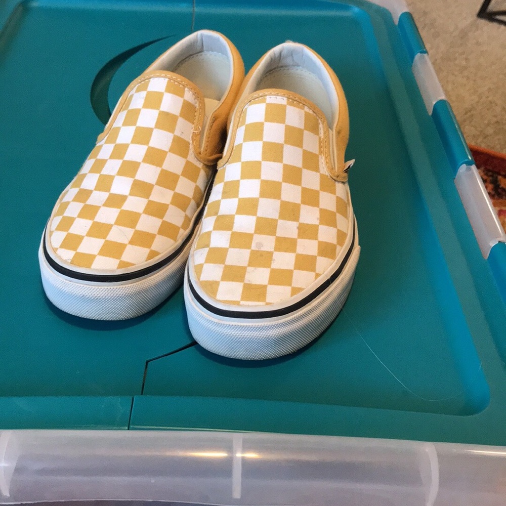 Checkerboard slip on vans